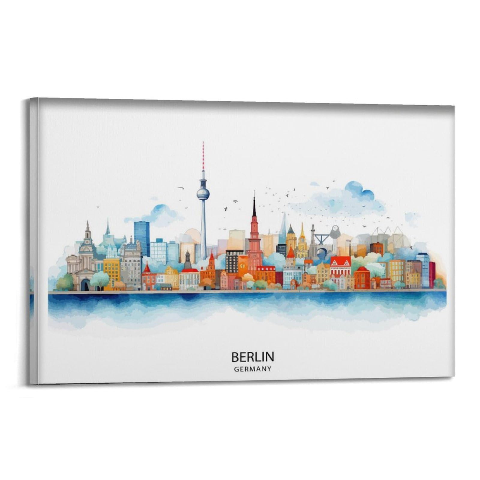 xiaoxiaoshen Berlin Germany Skyline Cityscape Architectural Highlights Urban Capital City Conte Canvas Poster Wall Art Prints Room Aesthetic Murals Bedroom And Living Decorations 20x30inch(50x75cm)