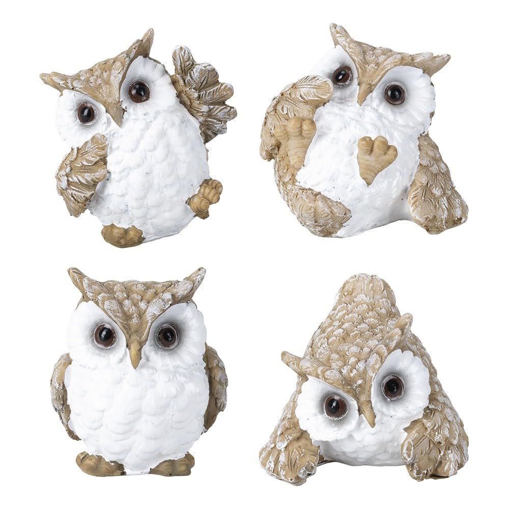 Ideen mit Herz Figuras decorativas | búhos | Varios tamaños | Decoración para salón, dormitorio u oficina | 4 unidades