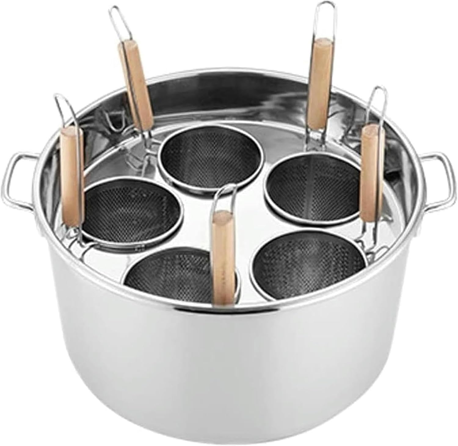 Cooking Pots,Multipots, Stainless Steel Pasta Pot with Strainer Insert, Stock Pot with Steamer Basket and Pasta Pot Insert, Pasta Cooker Set with Lid Cookware,5 Holes,4Holes