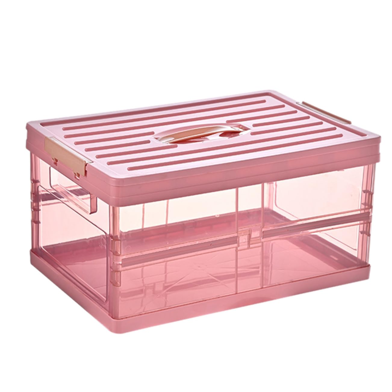 KOMBIUDA Caja de Almacenamiento de Plástico Naranja con Tapa, Plegable