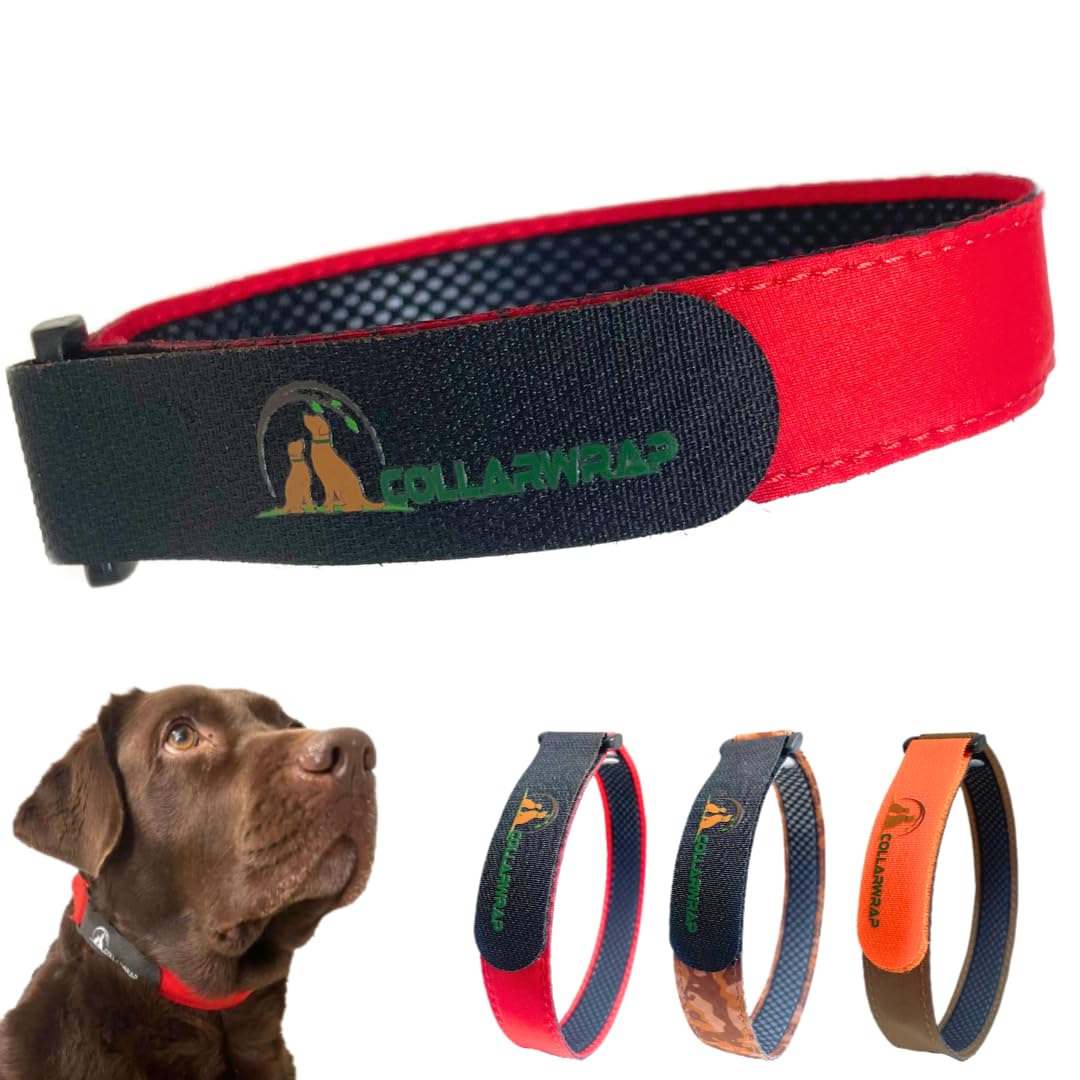 Funda Collar Antiparasitario para Perros Grandes y Pequeños - Fundas Protectoras Modernas para Collares Antiparasitos - Varios Diseños y Tamaños (Rojo, XXL: de 53 a 60 cm)