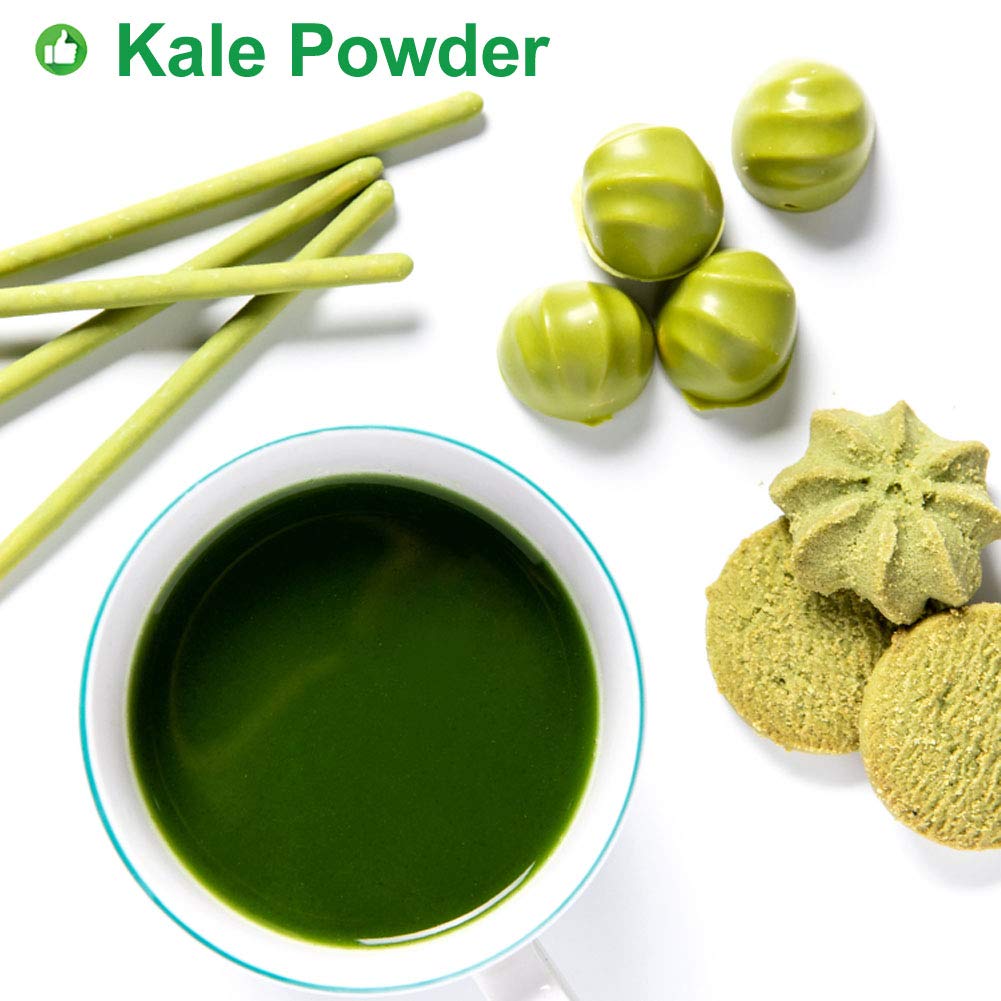 Plant Gift 100% Pure Kale Powder 羽衣甘蓝粉 Polvo verde natural Collard, excelente sabor para bebidas, batidos, yogur, horneado, galletas y bebidas, polvo no GM, sin relleno, sin aditivos 100g / 3.25oz