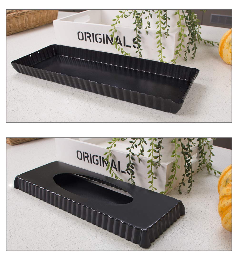 Moule 35.6cm Moules à Tarte Rectangulaires 35,6cm - Lot De 2 - Fond Amovible Antiadhésif - Pour Quiches Et Desserts Ustensile Cuisine Professionnel