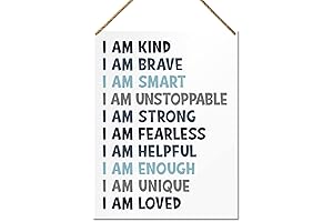 Nursery Wood Sign Decor for Boys, I Am Kind, Brave, Smart