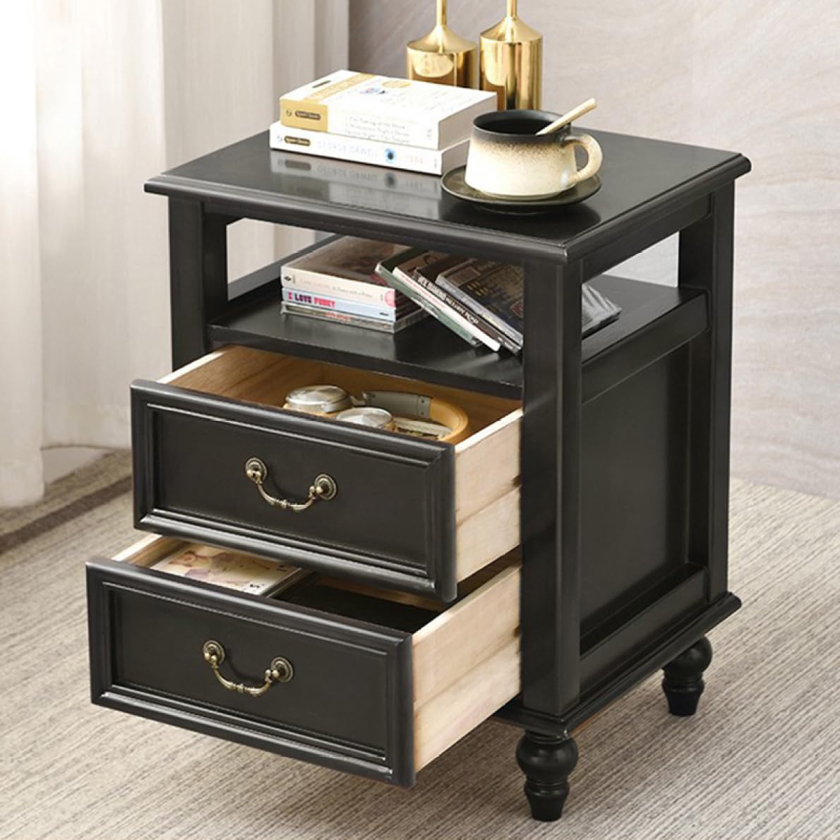 ヴィンテージ クラシカル マホガニー サイドテーブル 引き出し付き ベッドサイド ヴィンテージ クラシカル マホガニー サイドテーブル 引き出し付き