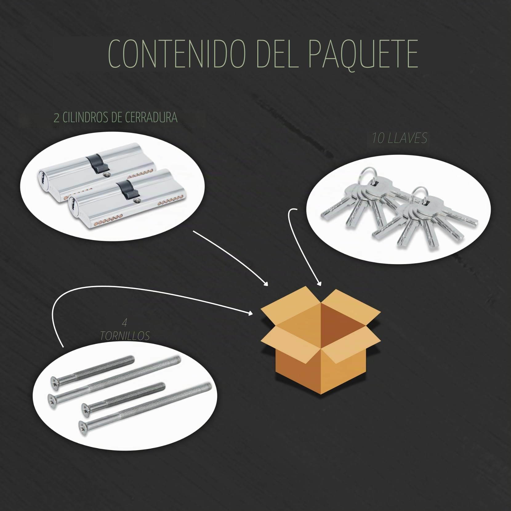 Juego de 2 cilindros para cerraduras de 30/30 mm con llave única, cilindros de doble cerradura, 4 tornillos, 10 llaves incluidas, montaje fácil, llave universal para todos los cilindros, longitud 60
