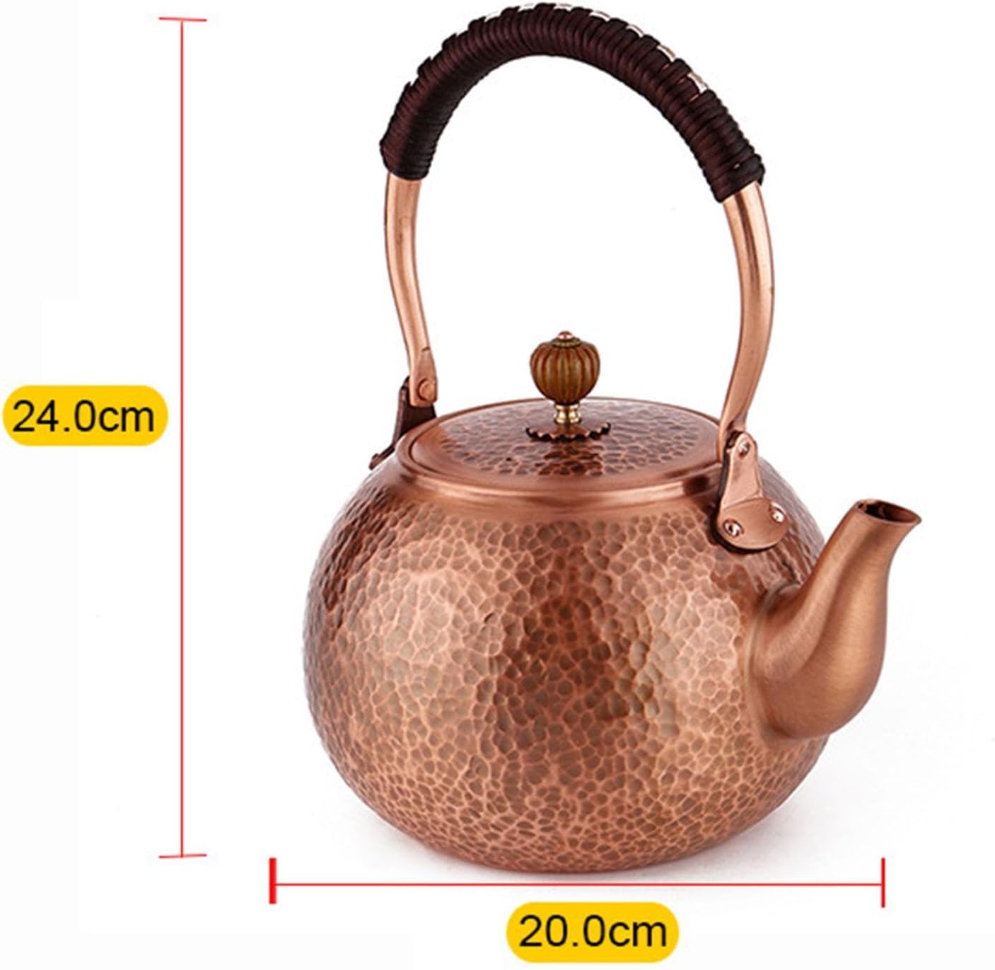 1.2L Tea Kettle Fu Teapot Retro Copper Handmade Coffee Pot Teawear for Stovetop Gas Stoves Induction Hob Camping Teakettle