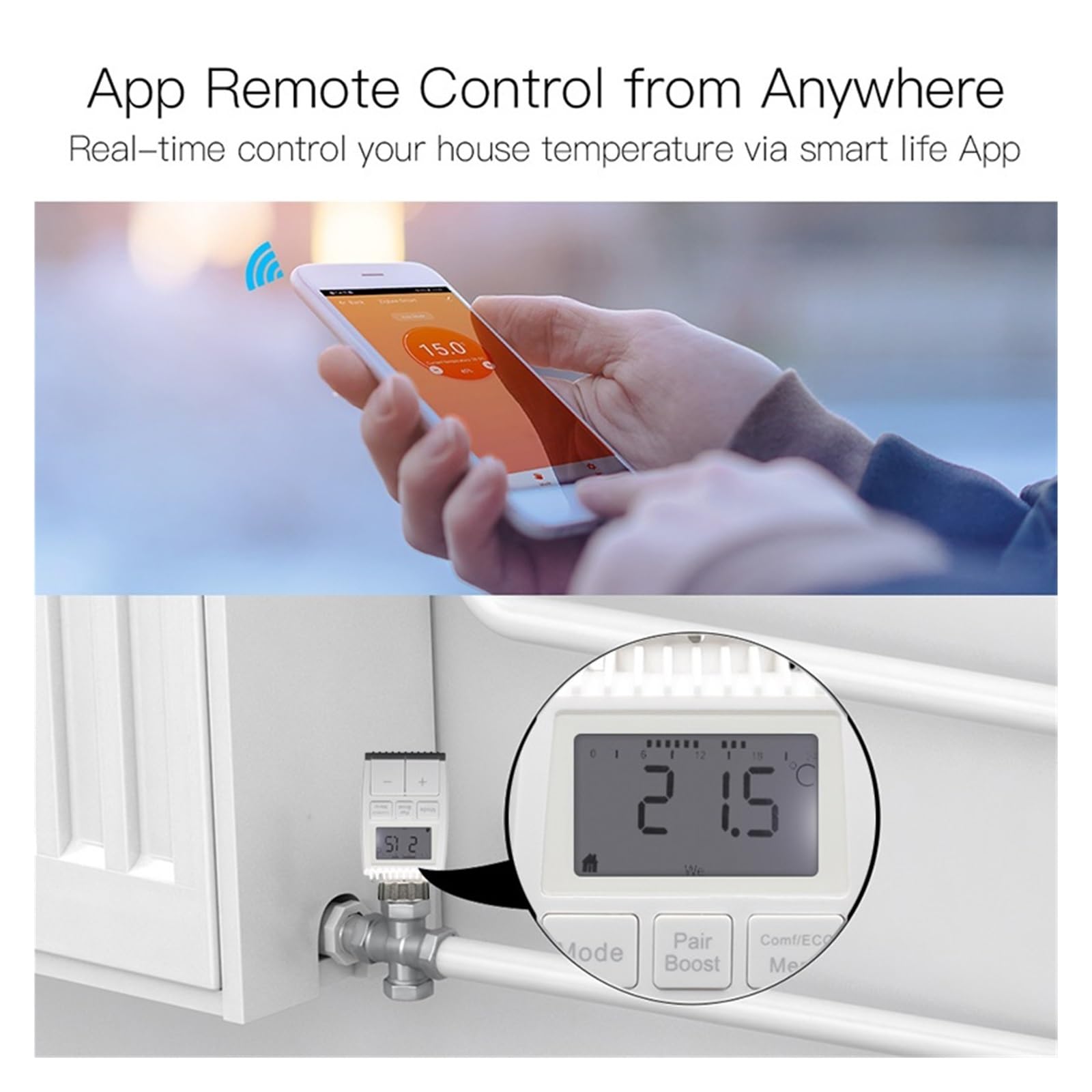 Termostato Digital, Actuador de radiador Inteligente Tuya Controlador válvula termostática programable, aplicación Vida Control Remoto Voz