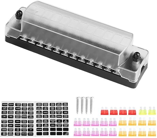 Amazon ヒューズボックス 12ウェイヒューズボックスブロックホルダー端子回路 カーボートヨットrv用ヒューズステッカー付き Type A ジャンプスターター 車 バイク Amazon ヒューズボックス 12ウェイヒューズボックスブロックホルダー端子回路 カーボートヨットrv用ヒューズステッカー付き Type A ジャンプスターター 車 バイク