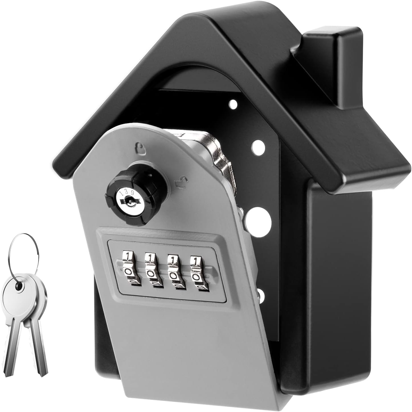 TEUEN Large Key Safe Wall Mounted with Override Key, Password Recovery