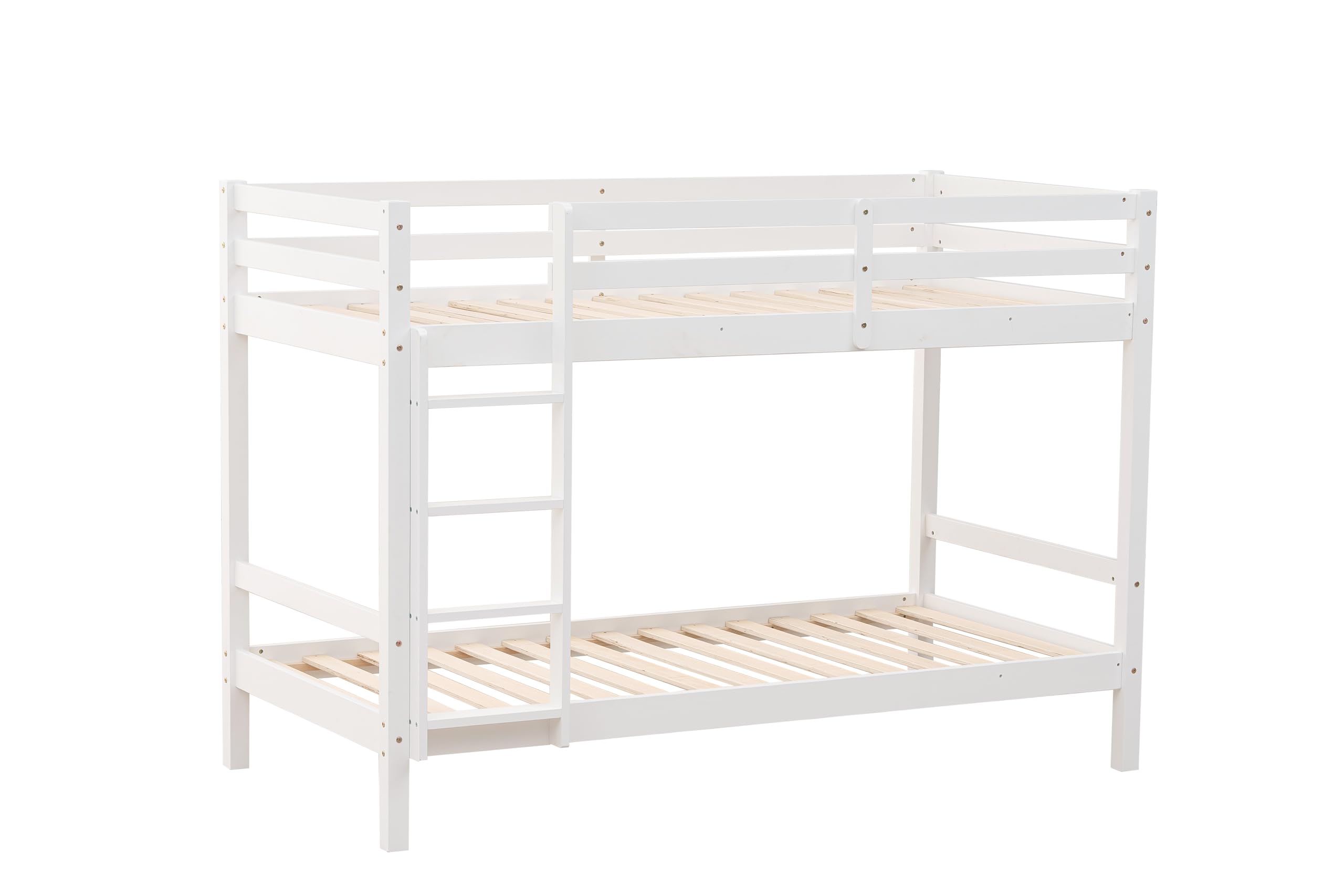 Mobelcenter, Litera Olivia de Pino Macizo Reversible, Blanco, 90x190 cm, con Somieres Incluidos, para Habitaciones Infantiles y Juveniles, Medidas: Ancho: 198cm x Fondo: 97cm x Alto: 140cm (1615)