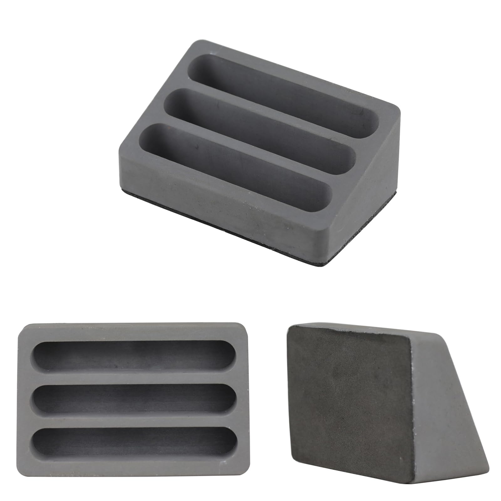 FREELOVE Tarjetero de escritorio, hormigón, hecho a mano, 3 escaleras, 3 ranuras, se adapta a 30-50 tarjetas de visita, peso de piedra, acabado suave, base EVA, organizador de escritorio de oficina