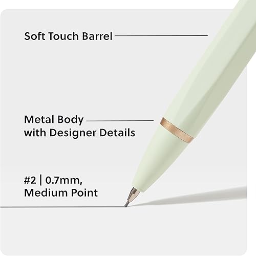 Miniatura 9 de U Brands Midnight Cambria - Lápiz mecánico, suministros de oficina, barril suave al tacto, punta media, 0.028 in, 2 unidades