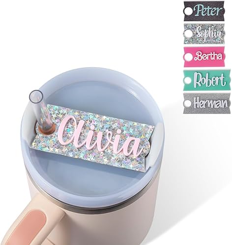 Miniatura 2 de Placa de identificación acrílica personalizada con purpurina para vaso StanleyCup, accesorios para regalo para amigos y familia
