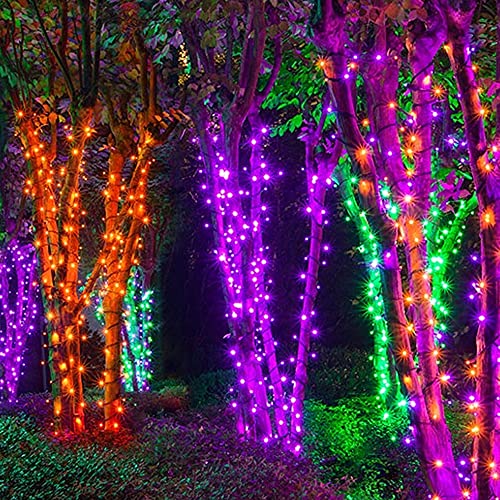 Image of DAZZLE BRIGHT Halloween 300 LED String Lights, 100FT Connectable String Lights with 8 Lighting Modes, Halloween Decorations for Party Carnival Supplies, Indoor Outdoor Yard Garden Decor (Orange)