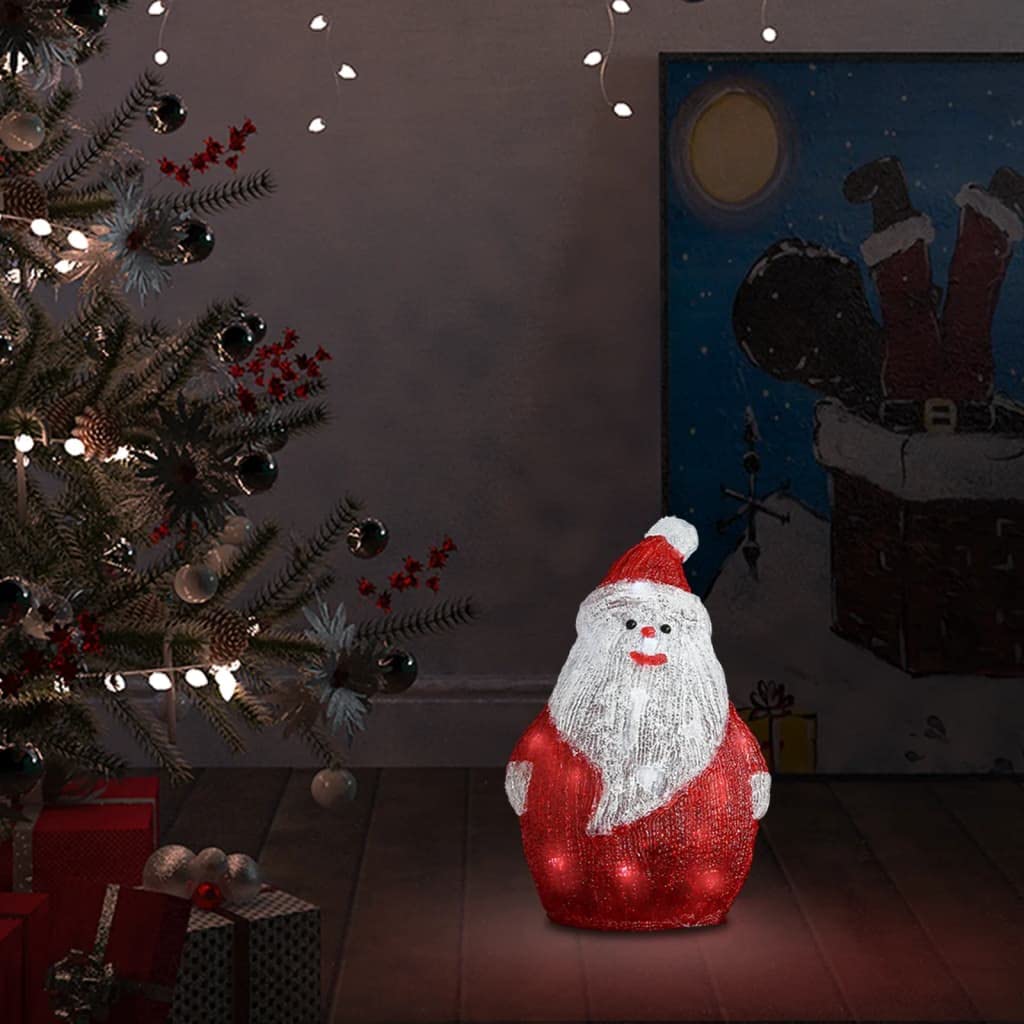 Silhouette Père Noël LED acrylique rouge 28 cm intérieur extérieur avec 25 lumières LED 8 modes d’éclairage batterie décoration Noël jardin maison ambiance festive