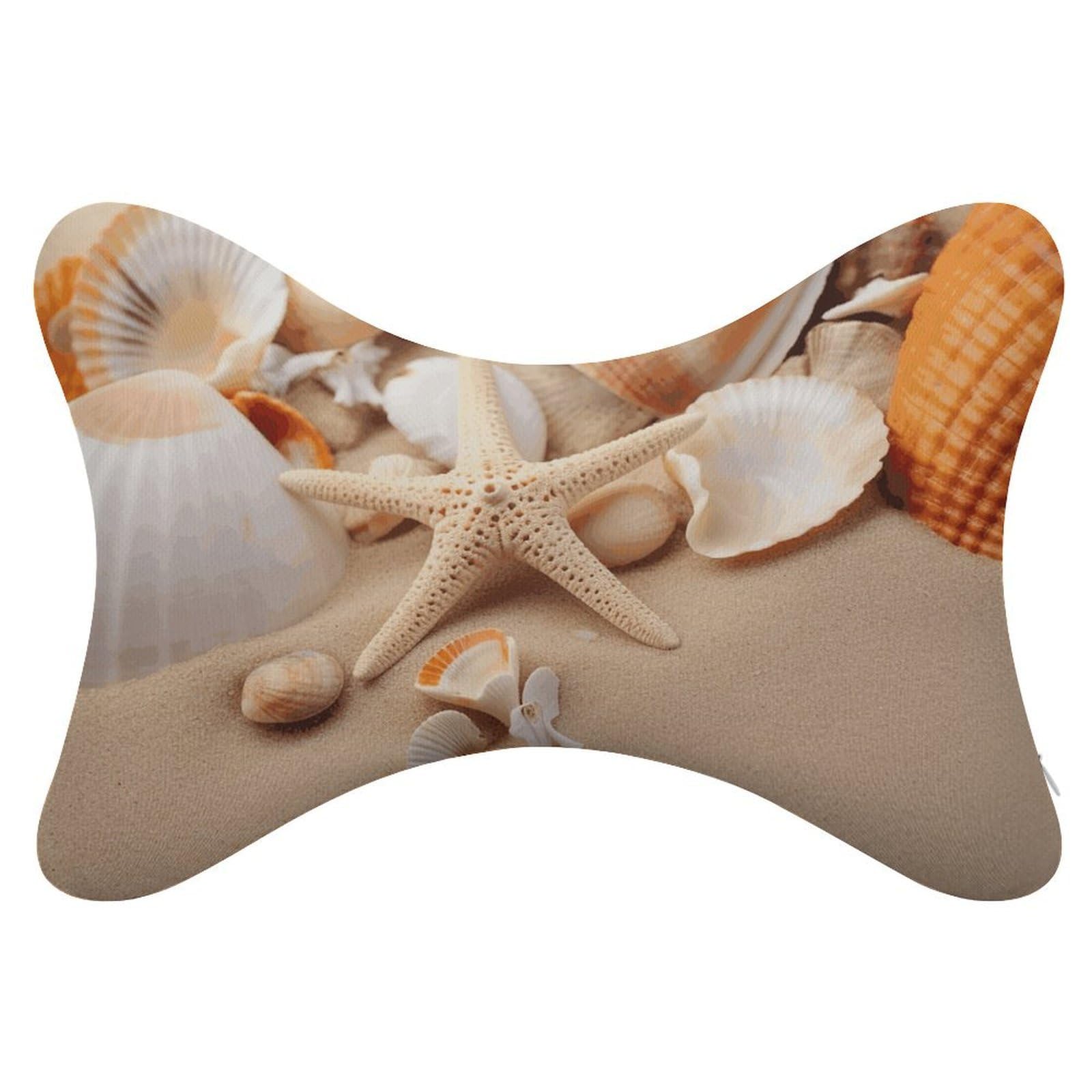 Adfgyerh Style Seashells Starfish On The Sand Pillow ，Memory Foam Pillow Core，Cushion,Provide Neck Support，Car Pillows For Travel Car Seats And Home Offices.