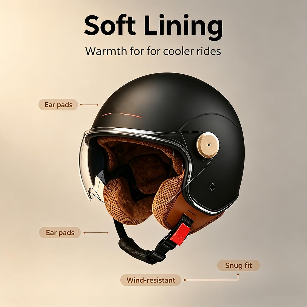Vintage Cascos de Moto Jet, Capacete Moto con Gafas De Doble, Capa Forro Cómodo Cascos Jet Homologados ECE, Cascos Moto Adulto Hombre Mujer