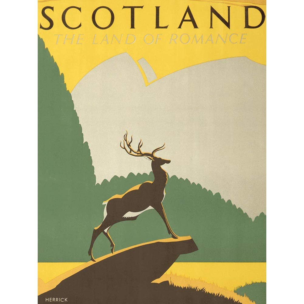 Wee Blue Coo Travel Tourism Transport Scotland Stag Anchor Highlands Art Print Poster Wall Decor 12X16 Inch