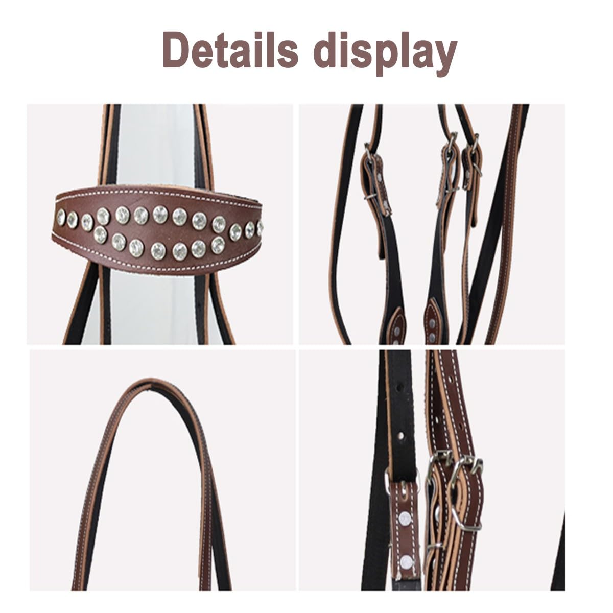 Briglia per cavalli Western in pelle di vacchetta - Testiera per cavalli Western - Attrezzatura equestre - Briglia Hobby(black,M)