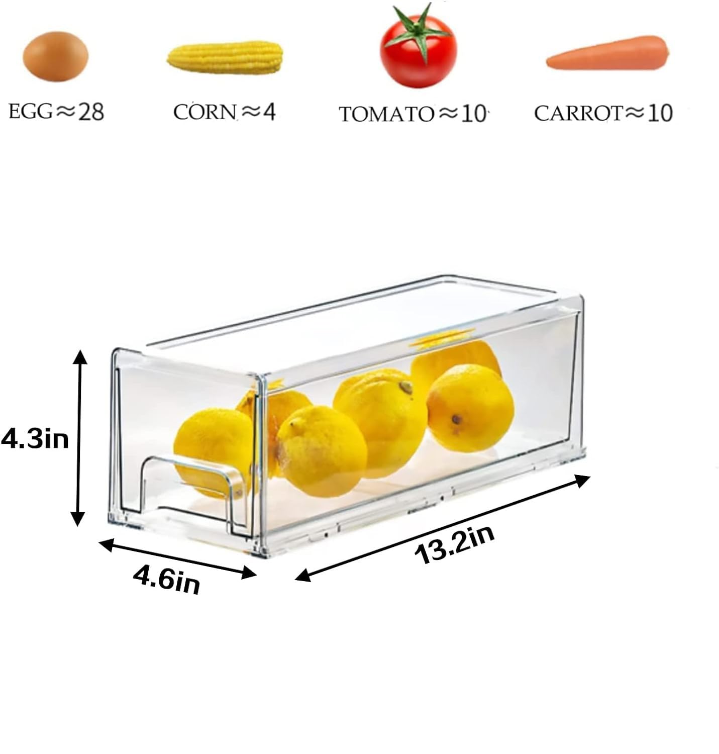 Bealy Kühlschrank-Organizer, 2 Stück, Mit Ausziehbarer Schublade – Transparente, Stapelbare Aufbewahrungsboxen 31 X 21,6 X 11,4 Cm