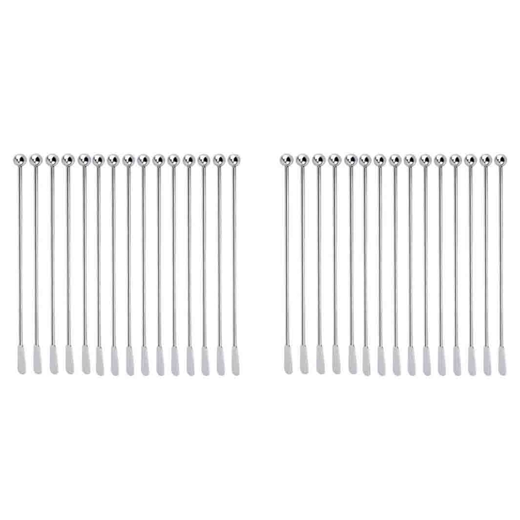 Hndhbfgrt 30Pcs Reusable Swizzle Sticks Coffee Stirrers Beverage Stir Sticks Stainless Steel Sticks with Small Rectangular Paddles