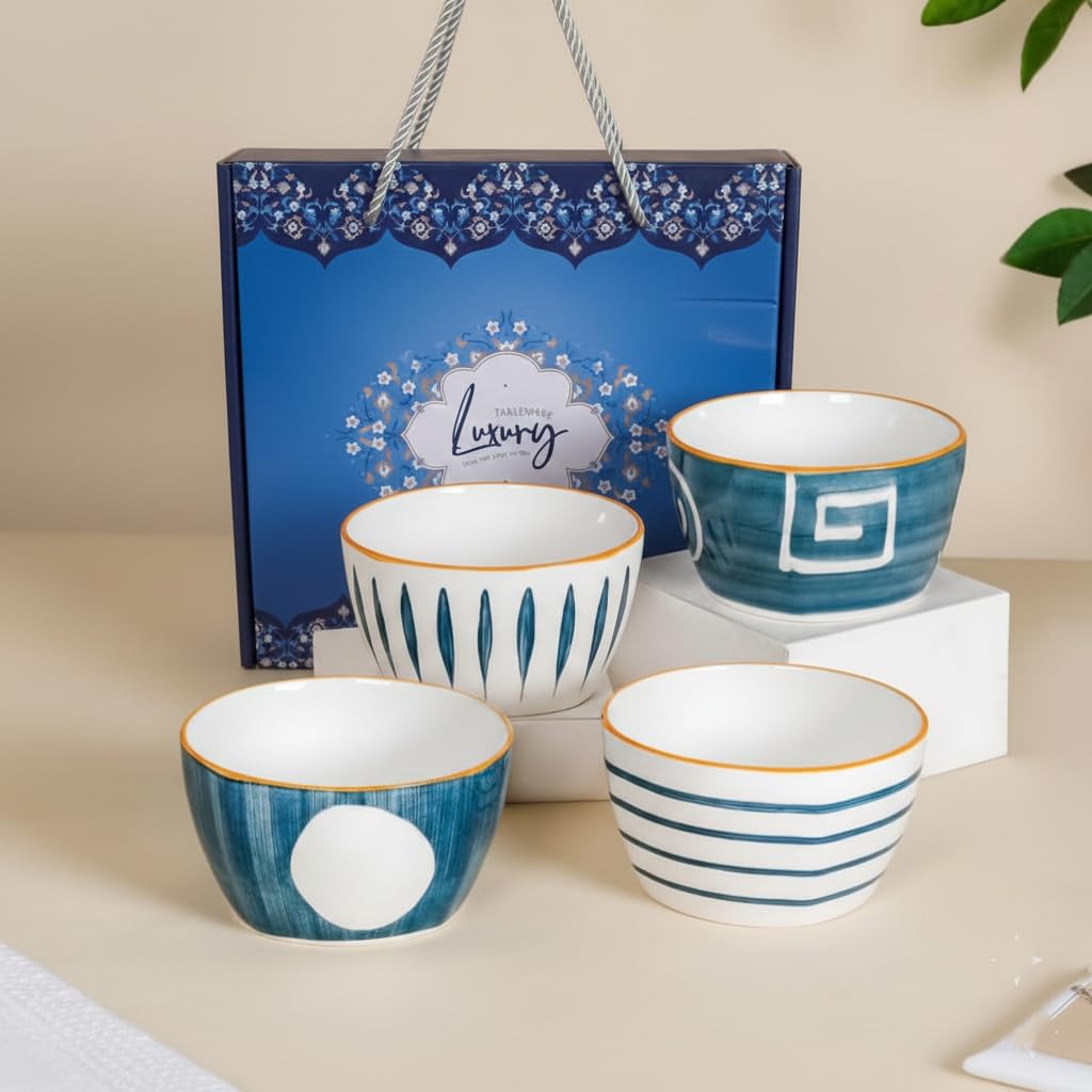 NYRWANA Leaf Bowls - Set of 4 Ceramic Plates -15