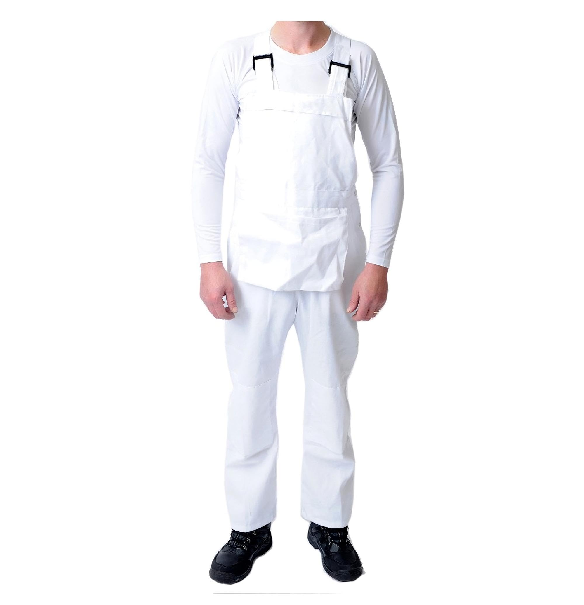 Grs Unisex White Bib And Brace Dungaree Overalls Painters Suit For Decorators Builders, 4XL