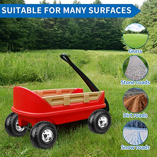 Image of 4.10 /3.50-4 Tires and Wheels Flat Free 10 Inch Solid Tires Replacement with 5 /8 inch Axle Bore Hole, 8 Spacers 4 Pins, for Cart, Garden Wagon, Wheelbarrow, Hand Truck, Trolley, Lawn Mower, 2P