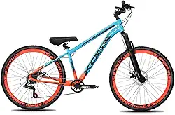 Bicicleta Aro 26 KOG 1x7 Freeride – Bike para Grau, Freeride Urbano, Suspensão 80mm, Freios a Disco, 7 Velocidades, Laranja Azul
