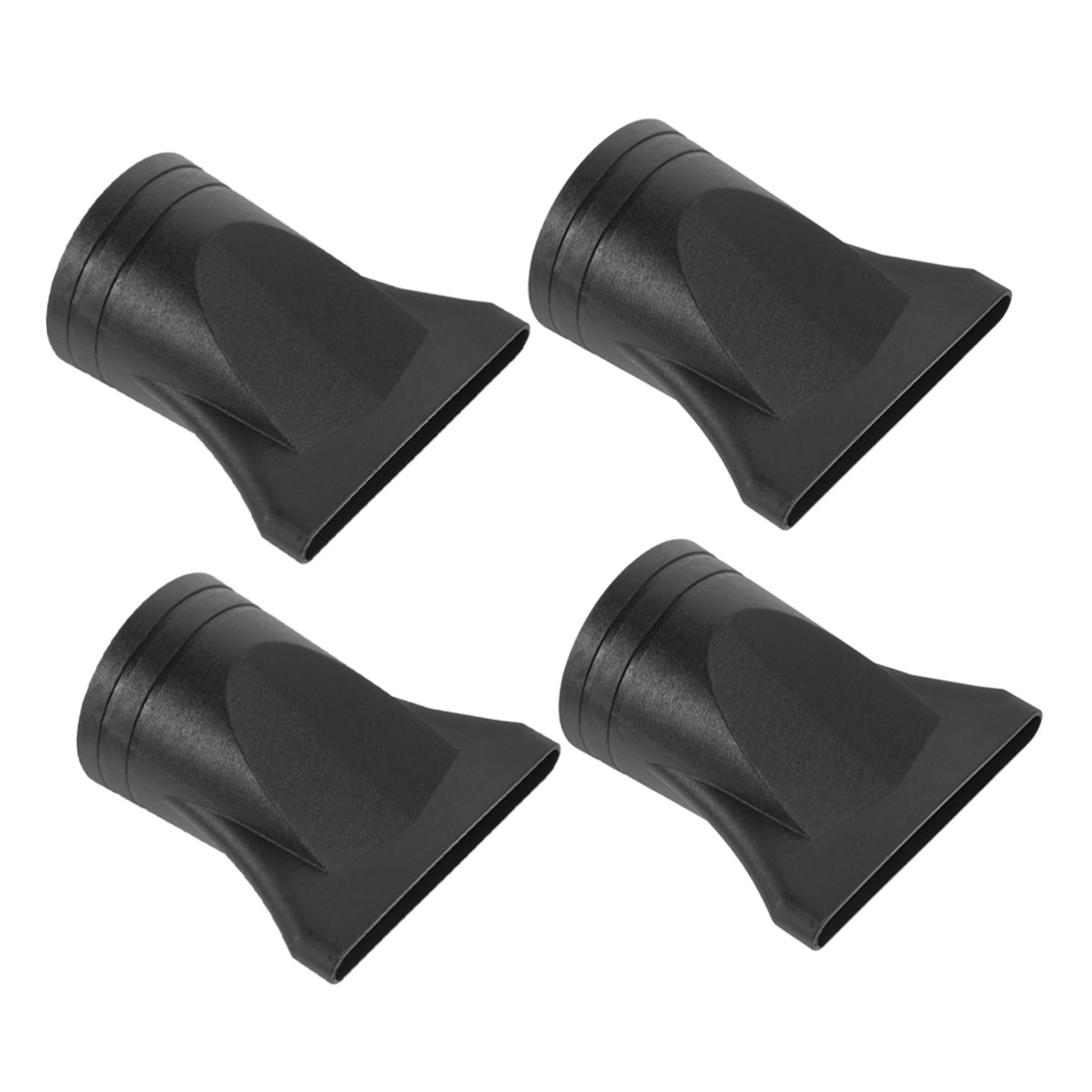 Set 4 Pezzi Ugello Concentratore Stretto Nero per Asciugacapelli, Accessori in Plastica, Facile Installazione, Adatto a Bocchette da 4-4,8 Cm per Uso Domestico e Professionale
