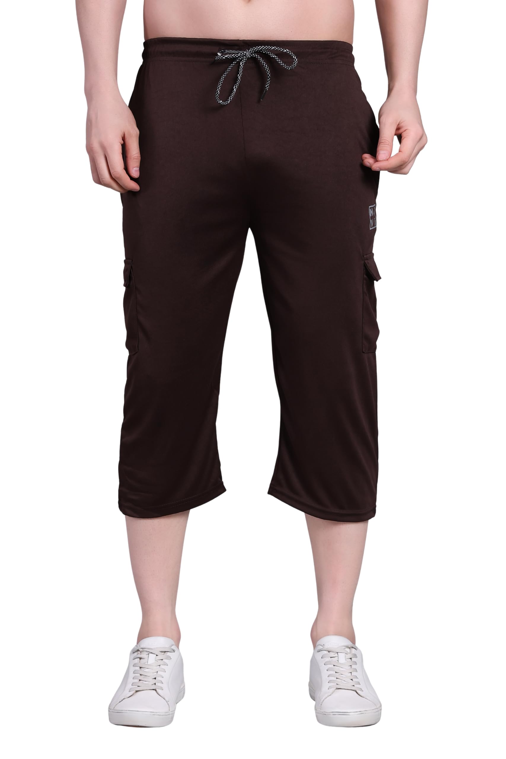 navii clothing Men Lycra Capri Pants 3/4 Length – Stretchable Gym Sports Shorts for Men, Knee Length Activewear, Elastic Waist Workout Running Training Summer Wear-picture-16