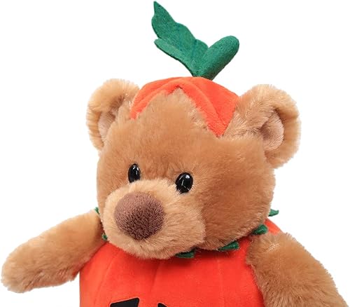 Miniatura 5 de Plushland Oso de peluche de Halloween con disfraz de calabaza, juguete suave, regalos para niños, 9 pulgadas