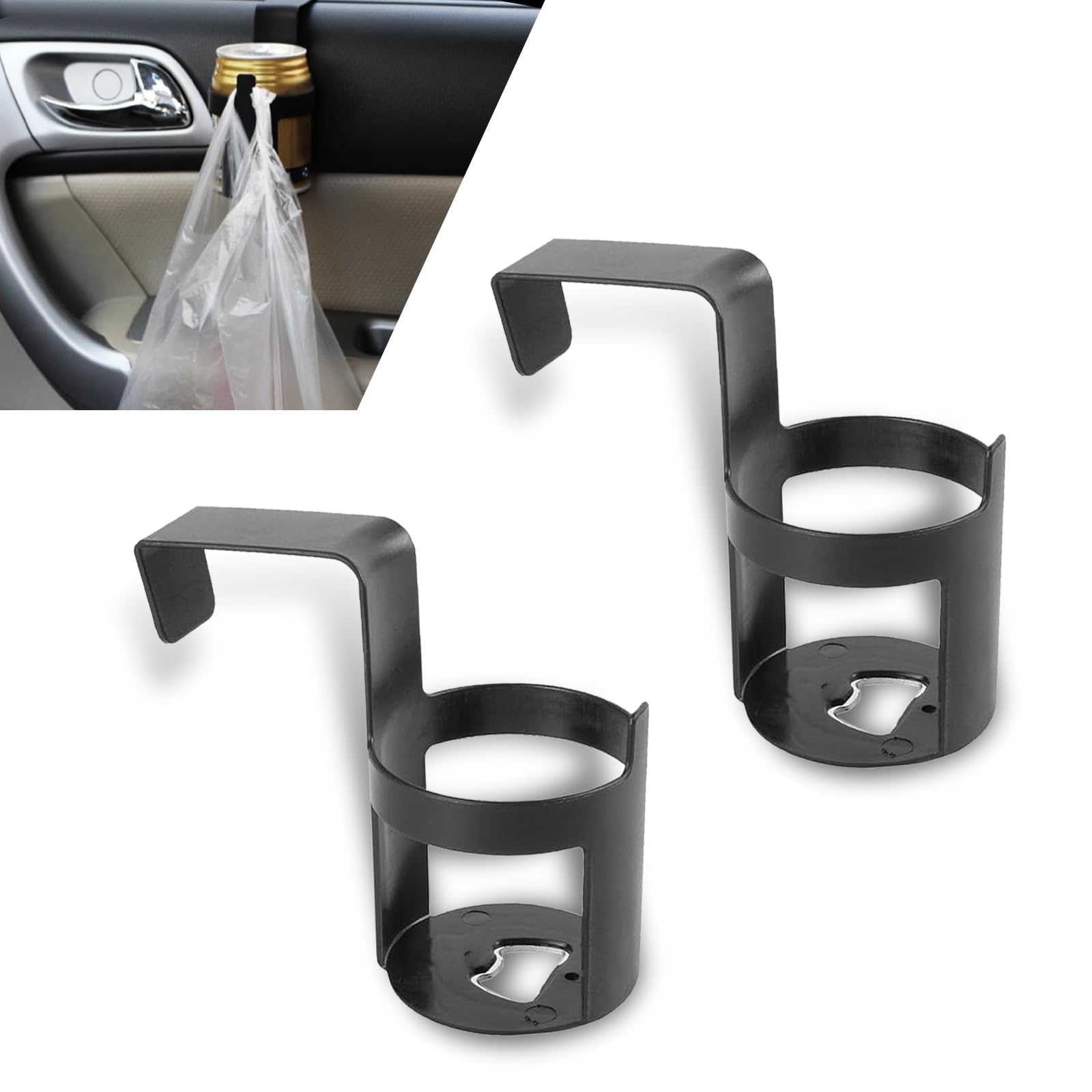 Eratus 2 PCS Car Hanging Cup Holder, Plug-in Anti-Scratch Beverage Holders for Car Door Lifting Glass Seat Armrests, Multi-Functional Portable Storage