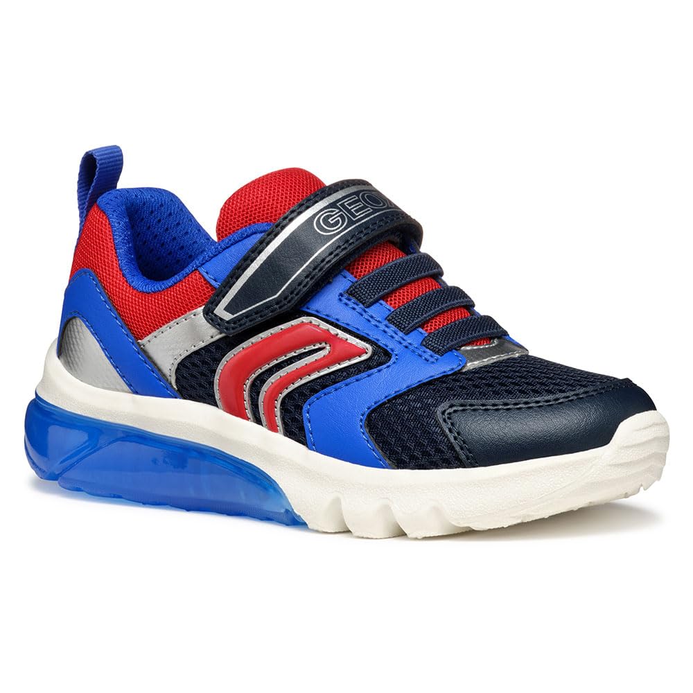 Geox J CIBERDRON BOY C, Boys’ Sneaker, Navy/Dk Red,