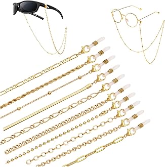 10 Pieces Eyeglass Chains String Holders for Women Men Gold Link Necklace Around Neck Glasses Mask Chain Lanyard Eyewear Retainer Accessory Chain