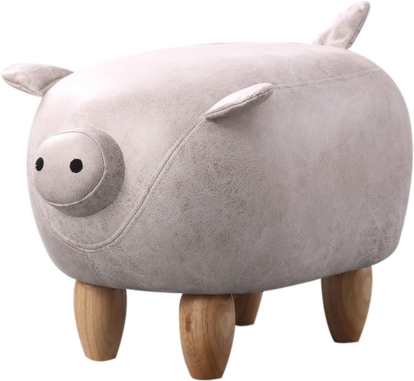 Repose-pieds cochon élégant en similicuir résistant et pieds bois