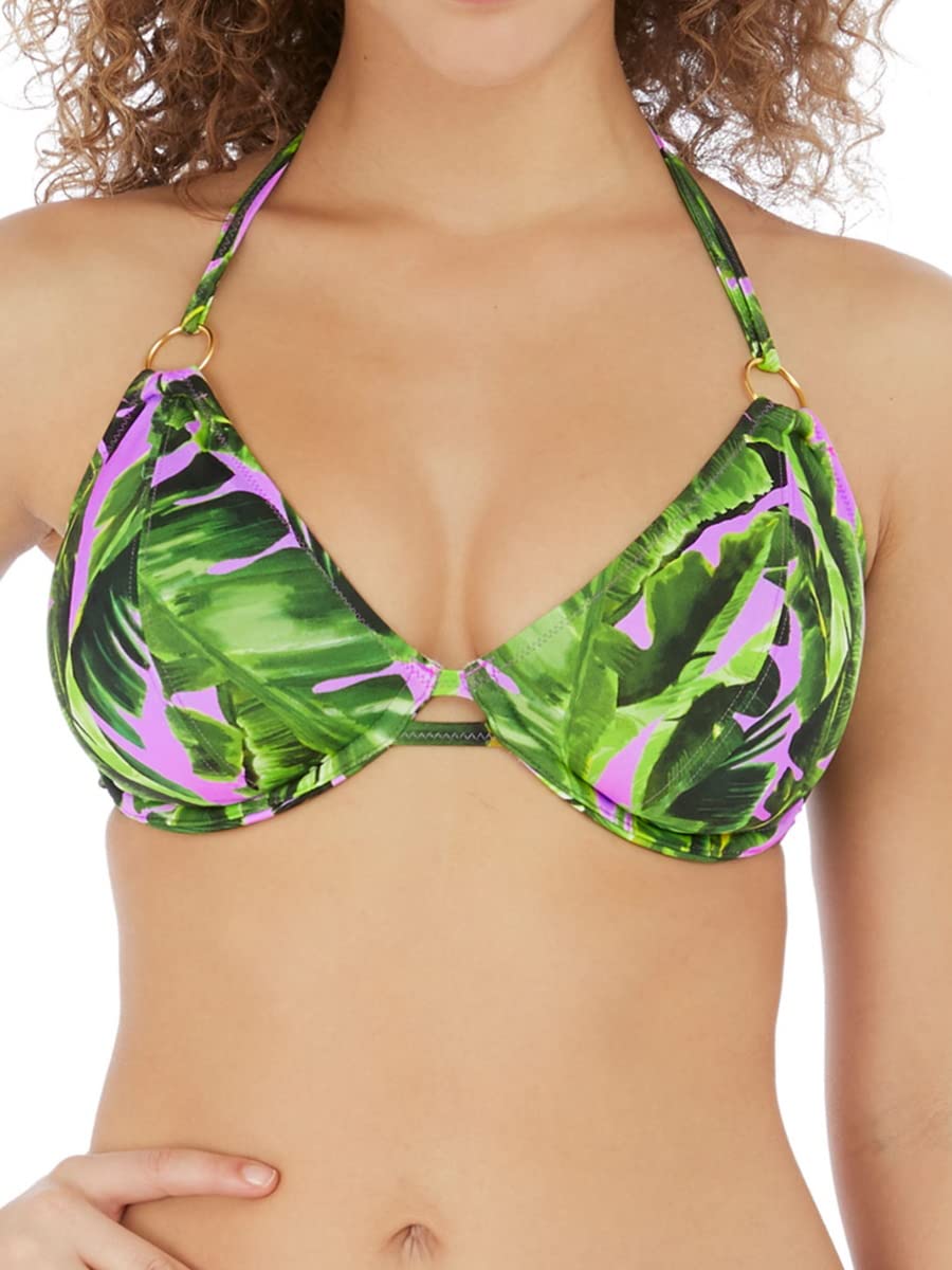 Jungle Oasis Halter Bikini Top Cassis Green 36D