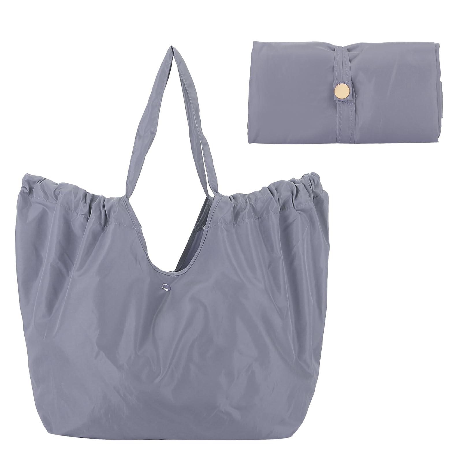 NKTDWO Foldable Shopping Bag, Reusable Grocery Bag with Handle, Washable Lightweight Large Tote Bag for Picnic, Travel, Camping, Shopping (Grey)