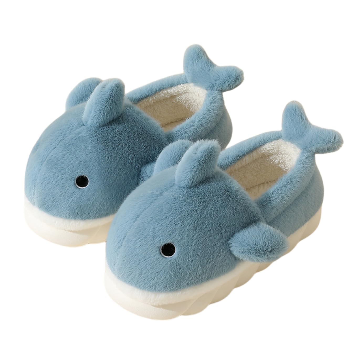Plush Home Slippers for Men and Women Cartoon Shark Animal Cotton Slippers Winter Indoor Warm Soft and Comfortable