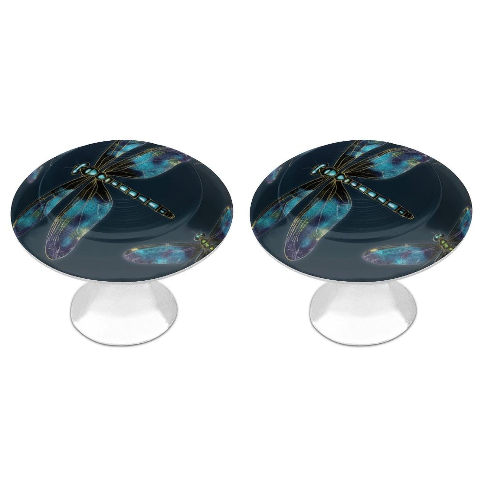 Vstadank Style Dragonfly Drawer Pulls Sturdy Stainless Steel Door Handle Round Cabinet Knobs Fashion Dresser Drawer Knobs Door Pulls Exquisite Cabinet Handles Furniture Pull 2Pcs