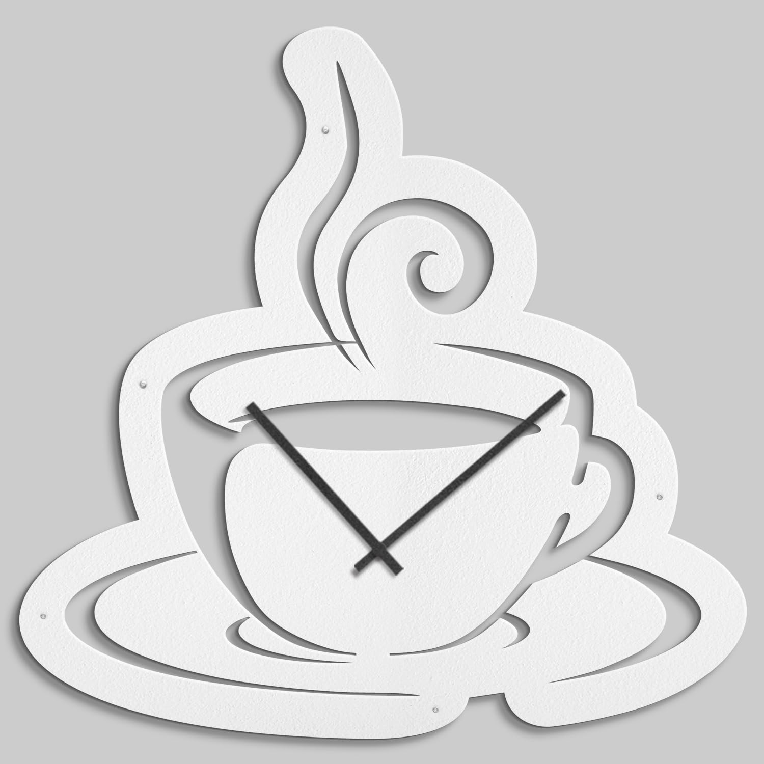 SIGNLEADER Metal Wall Clock Wall Art Decor, Steaming Coffee Cup Wall Sculpture Clock Silent Battery Operated Hangings Home Decoration for Living Room, Bedroom, Kitchen, Bathroom - 24" White