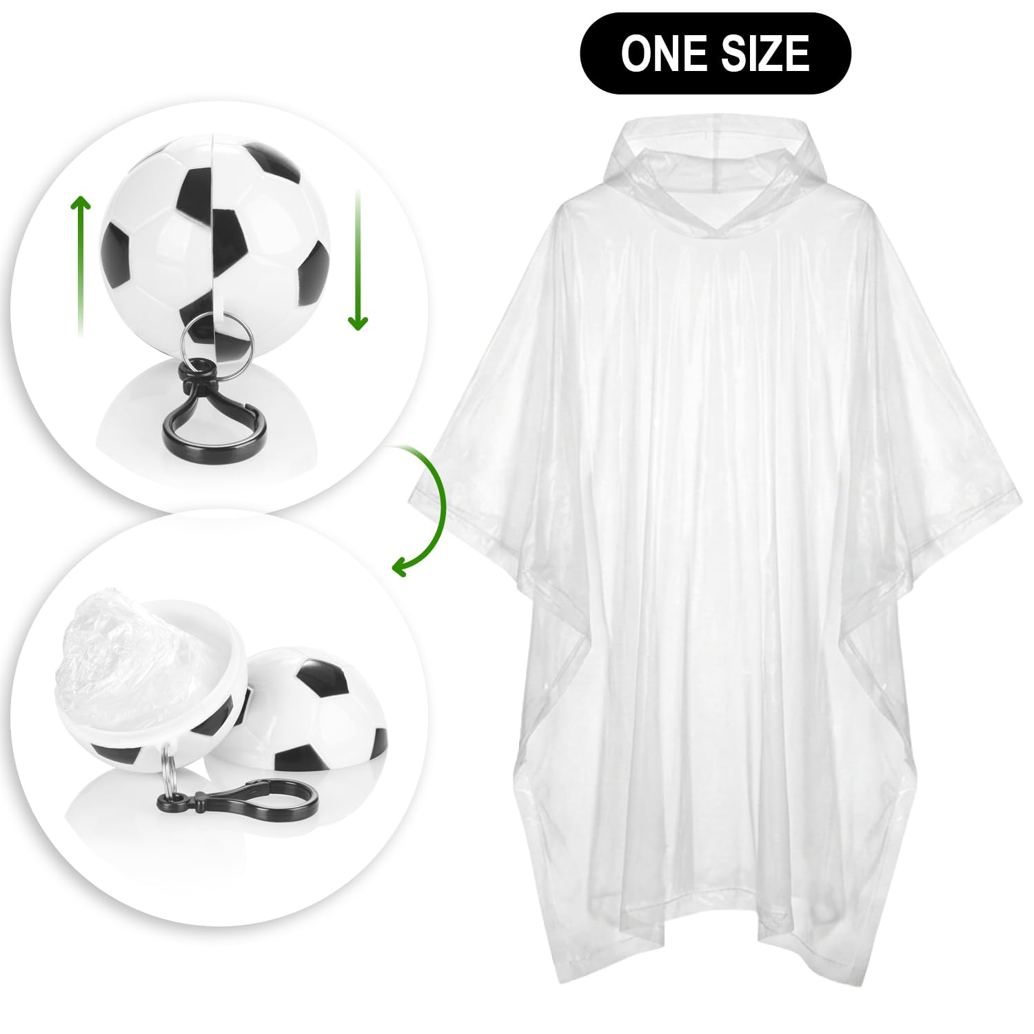 com-four® Regenponcho mit Kapuze - Regencape - Notfallponcho - Regenschutz für unterwegs bei WM, EM, Open-Air, Festival, Camping, Wandern - Regen-Überwurf - Onesize