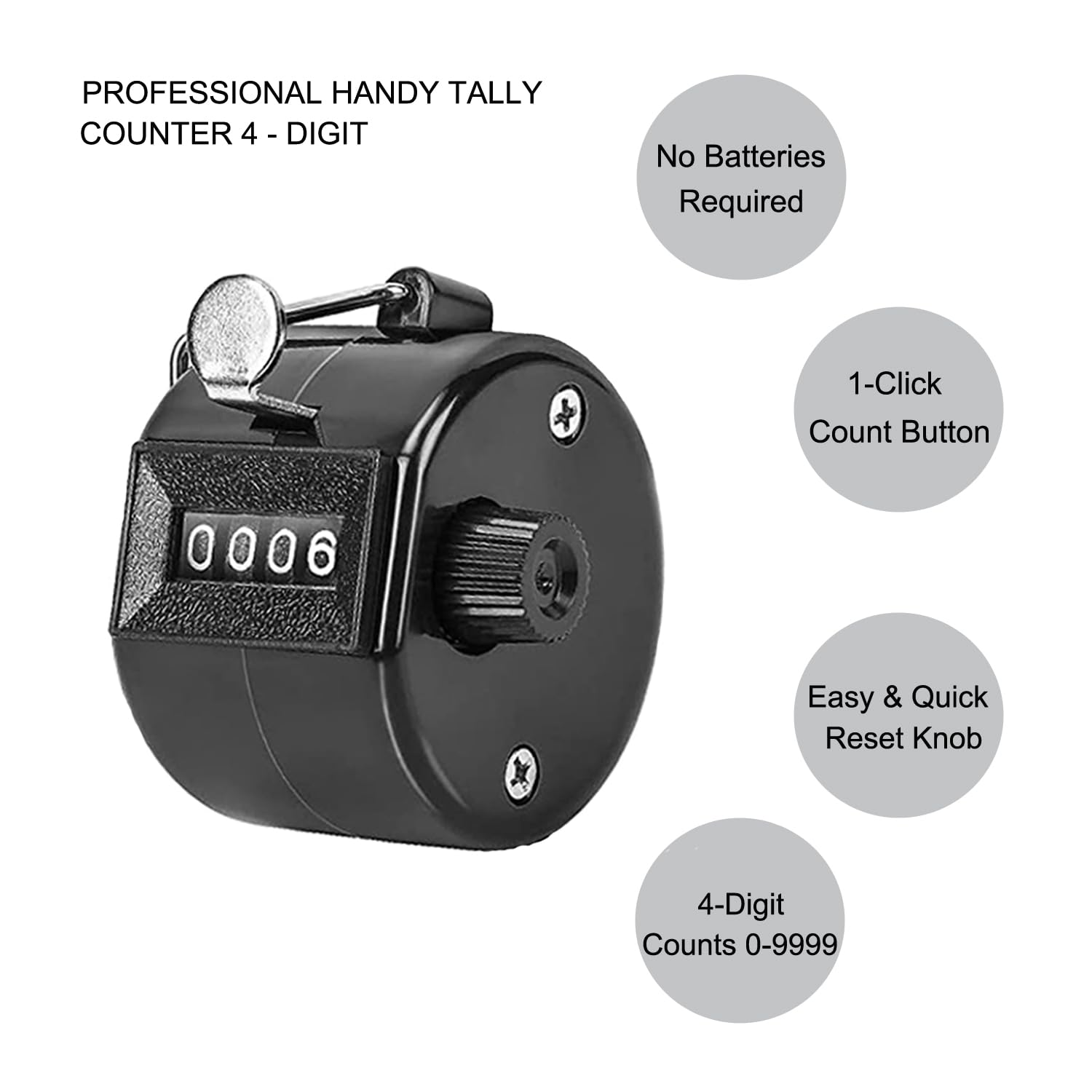 Clicker Counter Handheld Tally Counter 4-Digit Number Counter, 3 Pack Hand Mechanical Palm Counters Clickers Pitch Umpire Number Click Counter for Coaching, Knitting, People, Lap, Fishing, Golf, Row