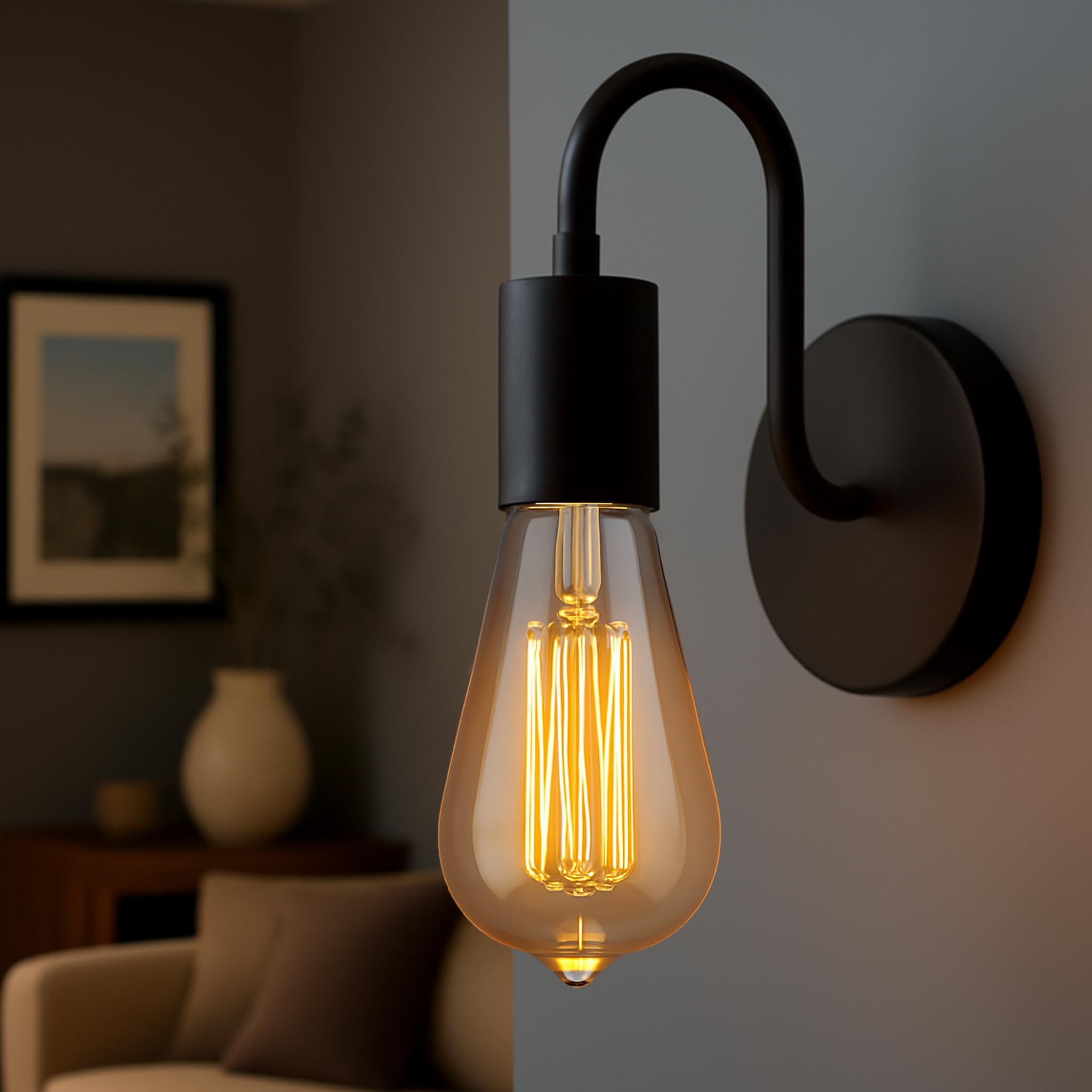 SINOMAN Metal Wall Light For Living Room Modern/Wall Lamps For Bedroom/For Living Room/Wall Lights For Home Decoration/Bedside Wall Lamp (Deny Wall Sconce, With Bulb)-image-23