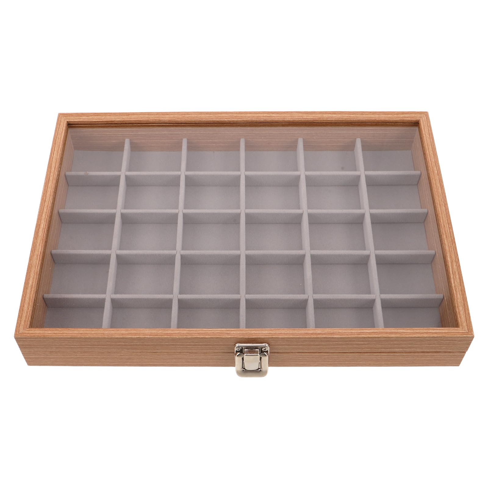 Operitacx Aufbewahrungsbox für Steinsammlungen mit 30 Fächern und Deckel | Beige, 35, 00x24, 00x5, 00cm, Geteilter Kasten für Mineralien, Kristalle und Schmuck
