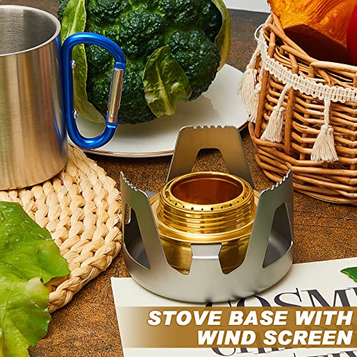 Mini Alcohol Stove For Backpacking Portable Efficient Alcohol Burner Lightweight Mini Camp Stove With Aluminum Stand Camping Backpacking Stoves For Outdoor Camping Hiking Picnic (Gray, Green, 2 Sets) #TOP2
