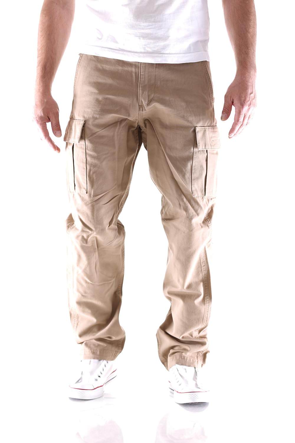 JACK & JONES Mens Cargo Combat Trouser Relaxed Fit Button Fastening Pants for Men UK, Elmwood- 34W / 34L