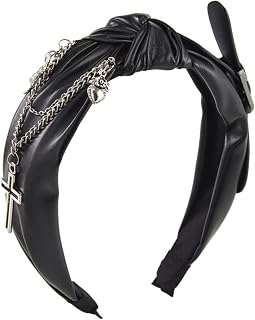 mayDONG Knotted Headband Spiked Headband Gothic Tiaras Pu Leather Headband Top Knot Headband For Women Wide Punk Headband