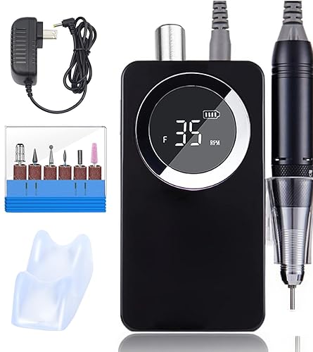 Lumcrissy - Taladro de uñas recargable profesional para uñas acrílicas máquina de lima eléctrica recargable colorida de 35000 RPM filtro portátil